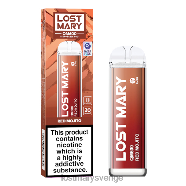 LOST MARY Sverige - röd mojito förlorad mary qm600 engångsvape JR8R4164